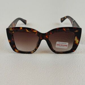 NWT True Religion Square Sunglasses Tortoiseshell Brown Gradient One Size